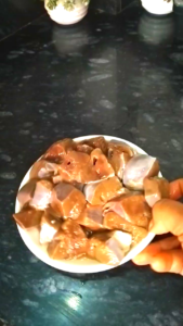 Fresh raw kaleji (goat liver) cleaned and ready for cooking Masala Kaleji recipe