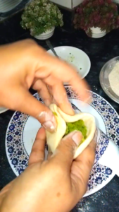 Filling Matar Stuffing into Wheat Dough Ball for Matar Paratha