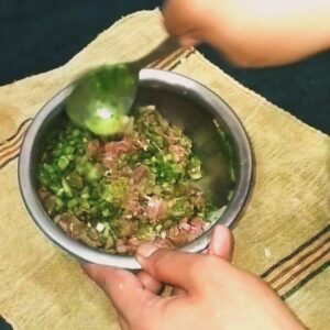 Preparing Keema Stuffing