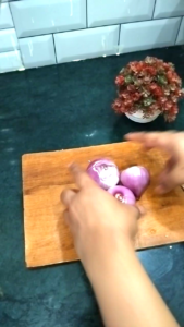 Chopped Onions and Green Chilies for Bhindi Recipe