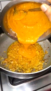Adding Yogurt Spice Paste for Dahi Bhindi