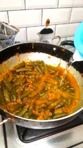 Adding Water to Dahi Bhindi Gravy