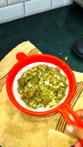 Draining Excess Water from Keema Stuffing