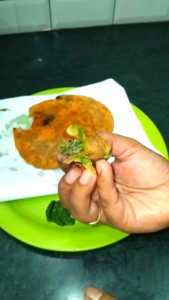 Serving Keema Puri with Green Chutney